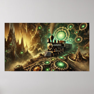 Steampunk Locomotive Steam Engine  Poster