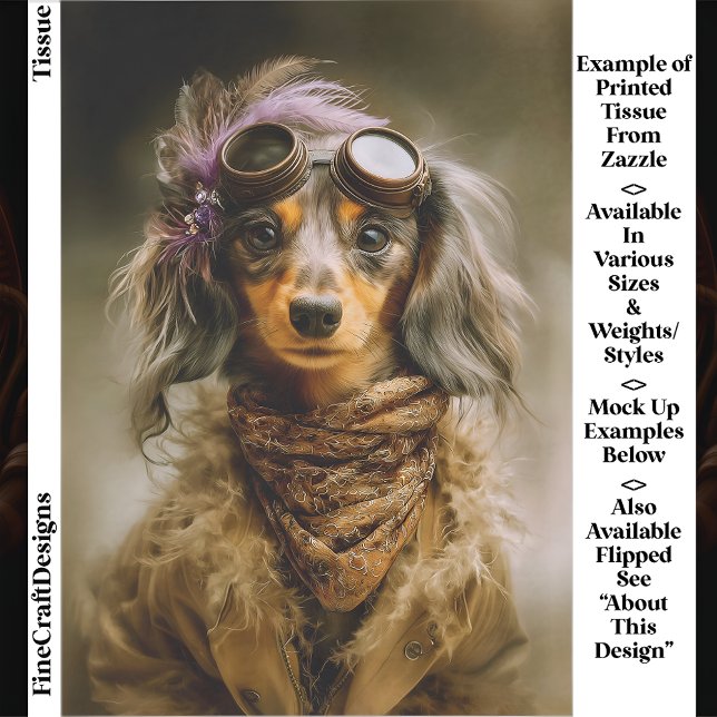Steampunk Long Haired Dachshund Dog EP8L Decoupage Tissue Paper (Creator Uploaded)