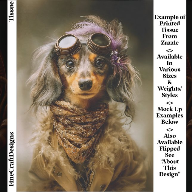 Steampunk Long Haired Dachshund Dog EP8R Decoupage Tissue Paper (Creator Uploaded)