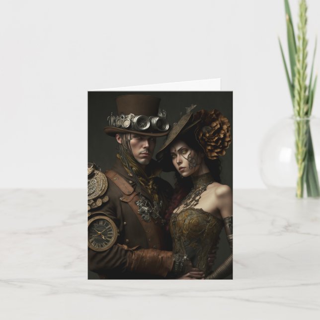 Steampunk Lovers Valentines Card (Front)