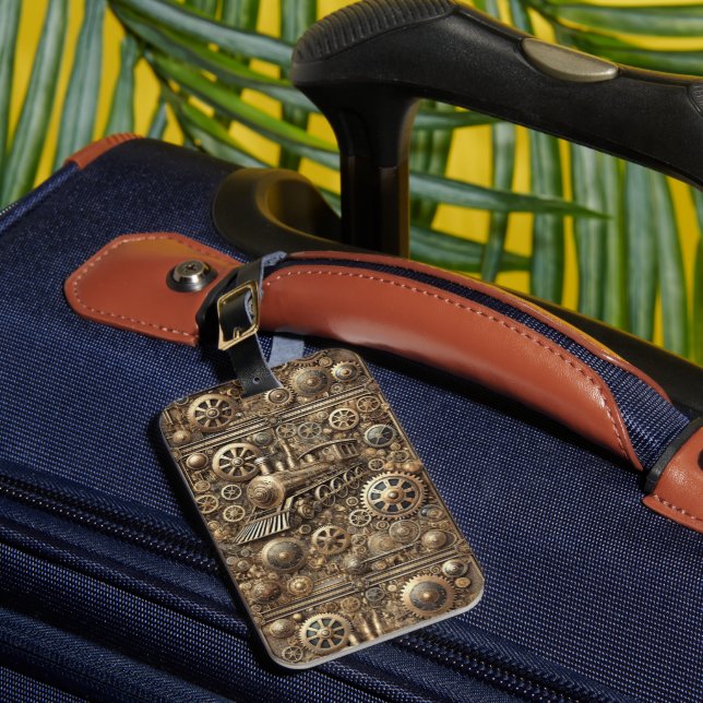 steampunk machine world luggage tag (Front Insitu 1)
