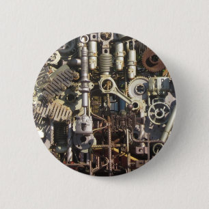 Steampunk machinery 6 cm round badge