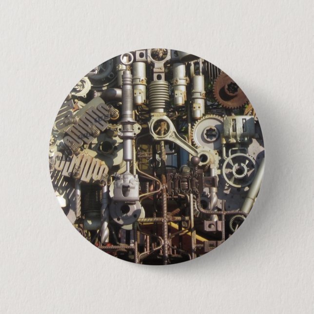 Steampunk machinery 6 cm round badge (Front)