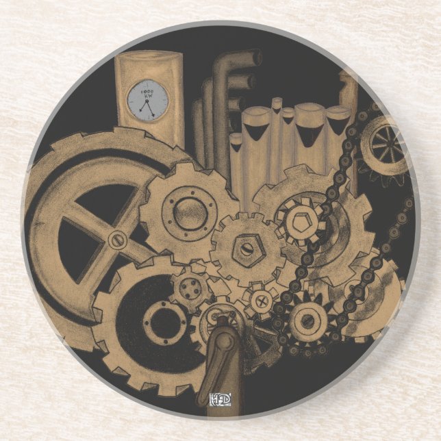Steampunk Machinery (Brassy) Coaster (Front)