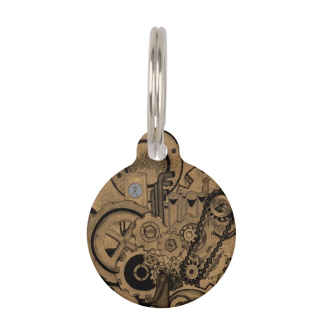 Steampunk Machinery (Brassy) Pet Tag (Front)