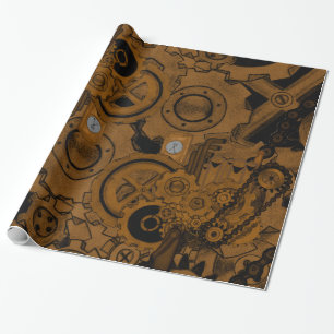 Steampunk Machinery (Copper) Wrapping Paper
