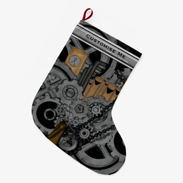 Steampunk Machinery (Full Colour) Large Christmas Stocking (Front (Hanging))