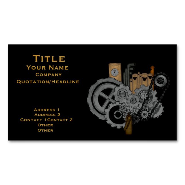 Steampunk Machinery (Full Colour) Magnetic Business Card (Front)