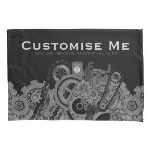 Steampunk Machinery (Monochrome) Pillowcase