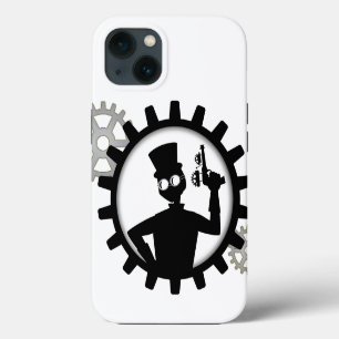 Steampunk Man Holding Gun In Gear iPhone 13 Case