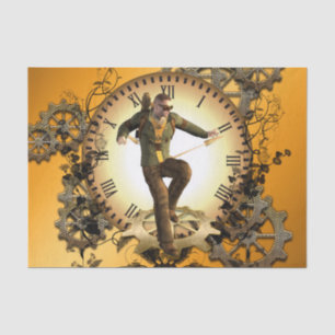 Steampunk, man on a clock tissue paper