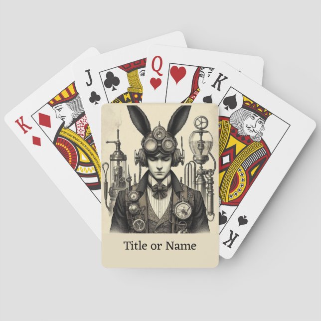 Steampunk Man with ears Playing Cards (Back)