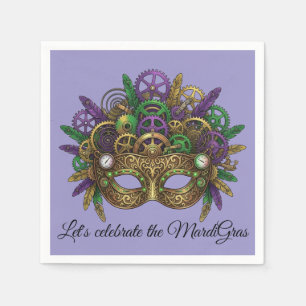 Steampunk Mardi Gras Mask Purple Lavender Napkin