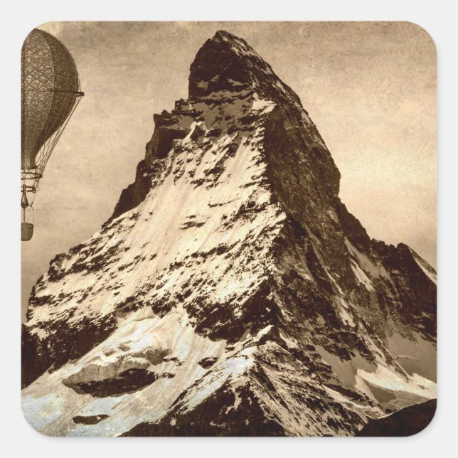 Steampunk Matterhorn Scene Square Sticker (Front)