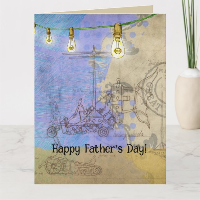 Steampunk Mechanical Edison Light Bulb Architect Card (Front)