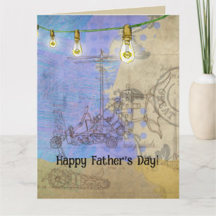 Steampunk Mechanical Edison Light Bulb Architect Card