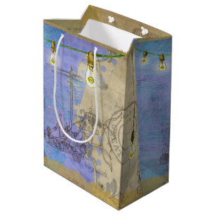 Steampunk Mechanical Edison Light Bulb Architect Medium Gift Bag