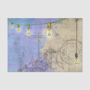 Steampunk Mechanical Edison Light Bulb Architect Tissue Paper