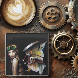 Steampunk Mechanical Fairy Glass Coaster