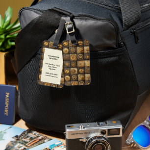 Steampunk Mechanical Gear Tile Pattern Gold Bronze Luggage Tag