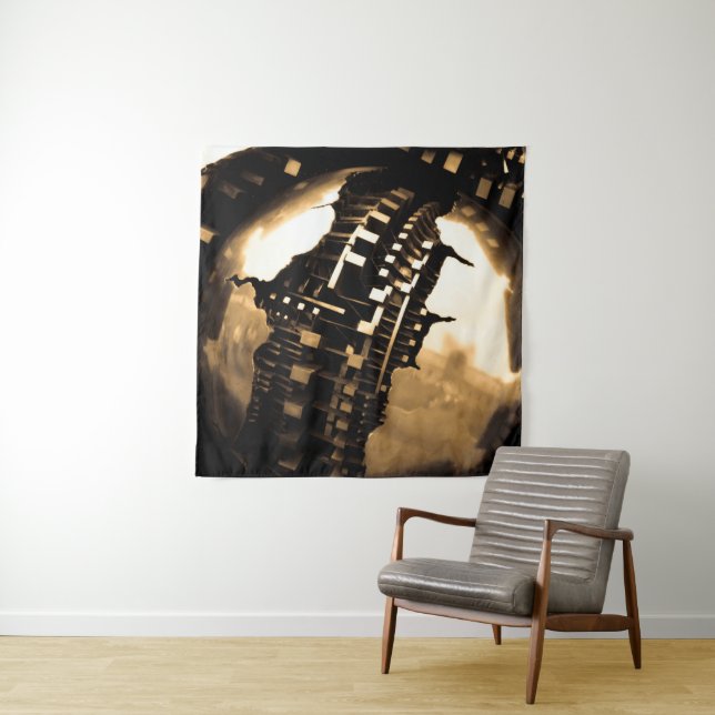 Steampunk Mechanical Gears Tapestry (In Situ)