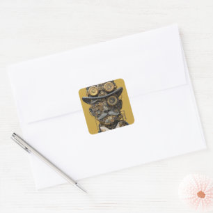 Steampunk Mechanical Gentleman Square Sticker