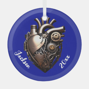  Steampunk Mechanical Heart Glass Tree Decoration