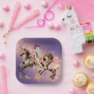 Steampunk Mechanical Horse & Lady  Paper Plate