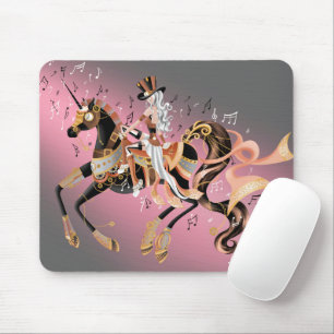 Steampunk Mechanical Horse & Lady Pink Mouse Pad