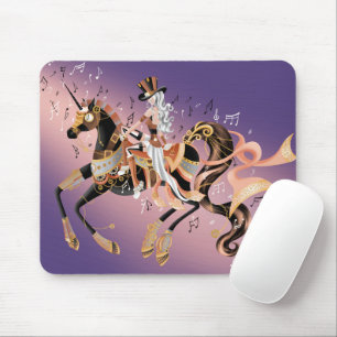 Steampunk Mechanical Horse & Lady Purple Mouse pad