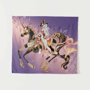 Steampunk Mechanical Horse & Lady Tapestry