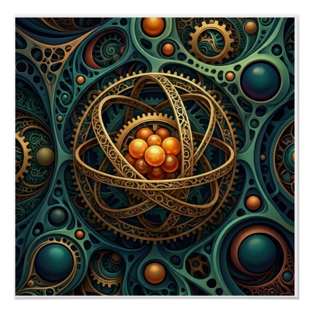 Steampunk Mechanical Orb Complex Gear Vortex Fleec Poster (Front)