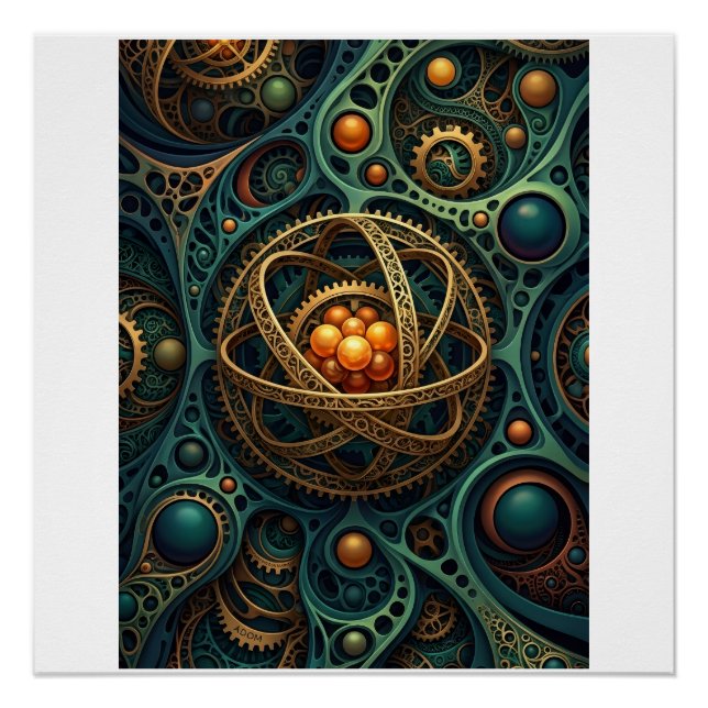 Steampunk Mechanical Orb Complex Gear Vortex Fleec Poster (Front)