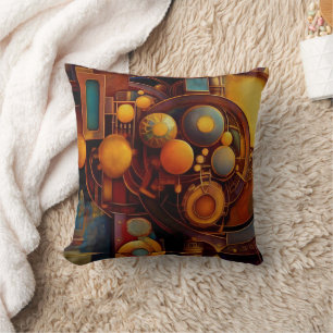 Steampunk Mechanical Orb Composition Cushion