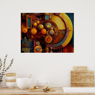 Steampunk Mechanical Orb Composition Poster