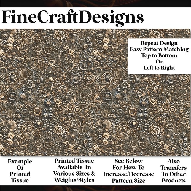 Steampunk Mechanical Pattern Rust BM9 Decoupage   Tissue Paper (Creator Uploaded)