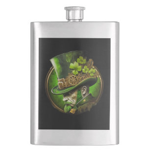 Steampunk Mechanical Top Hat St. Patrick’s Day Man Hip Flask
