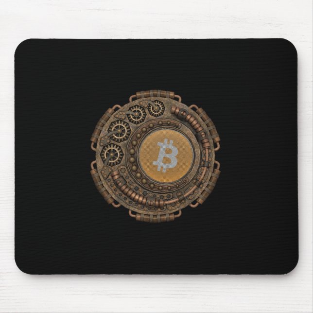 Steampunk meets bitcoin mouse pad (Front)