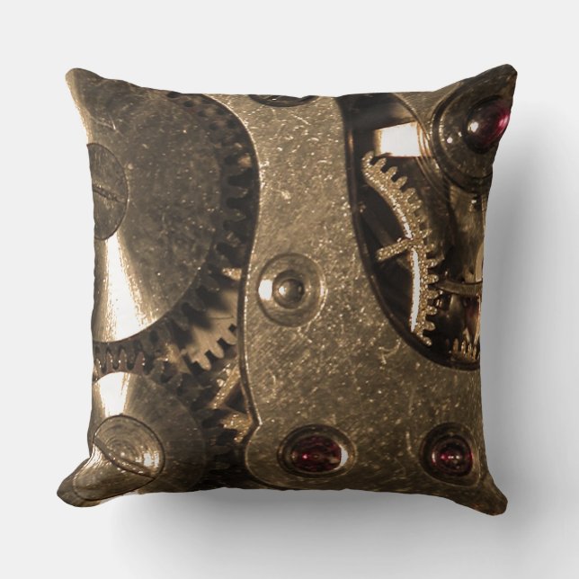 Steampunk Metal Clock Gears Cushion (Front)
