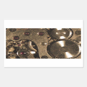 Steampunk Metal Clock Gears Rectangular Sticker