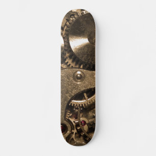 Steampunk Metal Clock Gears Skateboard
