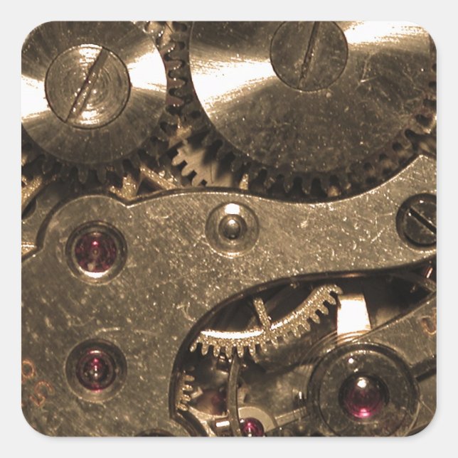 Steampunk Metal Clock Gears Square Sticker (Front)