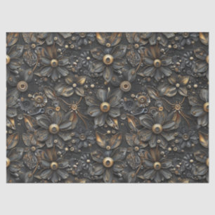 Steampunk Metal Flower Vine Pattern for Decoupage Tissue Paper