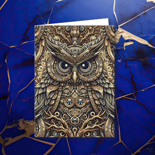 Steampunk Metal Gears and Owl Birthday Card (Creator Uploaded)