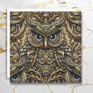 Steampunk Metal Gears and Owl Card
