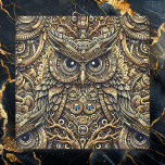 Steampunk Metal Gears and Owl Faux Canvas Print<br><div class="desc">Steampunk metal owl. Decoupage metal gears ai art. Steampunk wall art.</div>