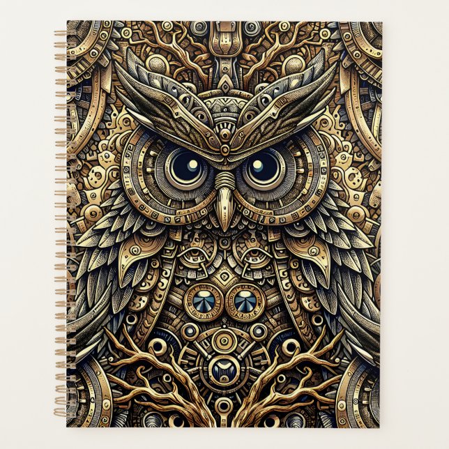Steampunk Metal Gears and Owl  Planner (Front)