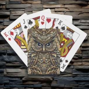 Steampunk Metal Gears and Owl  Playing Cards