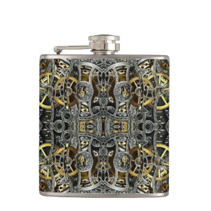 Steampunk Metal Gears Hip Flask