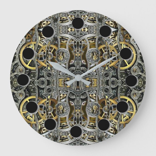 Steampunk Metal Gears Round Wall Clock (Front)